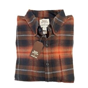 NWT Blake Shelton Lands End Flagship Flannel Shirt Sz LT (42-44) Brown Plaid